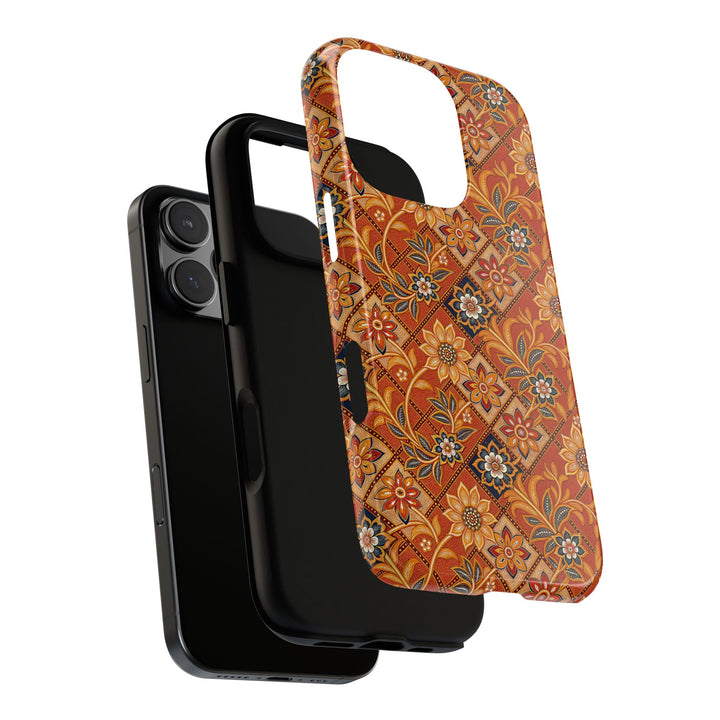 Modern Batik Pattern Tough Phone Cases Personalizable - Orange 1