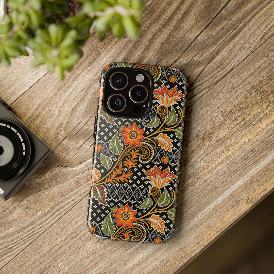Modern Batik Pattern Tough Phone Cases Personalizable - Aesthetic Floral 3