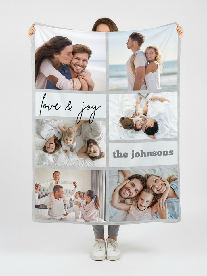 Personalized  Plush Blanket - Love And Joy