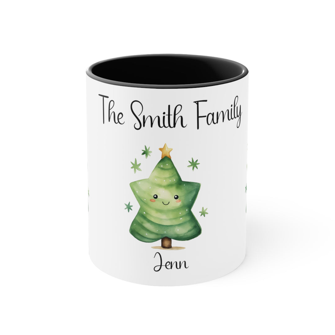 Personalized 11oz Ceramic Holiday Coffee Mug With Cute Christmas Tree Design