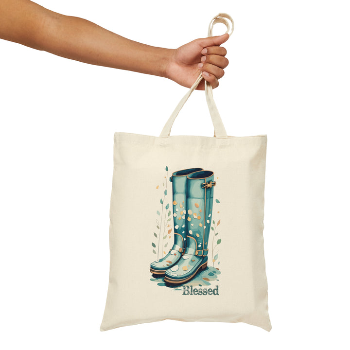 Blessed Blue Rain Boots Cotton Canvas Tote Bag
