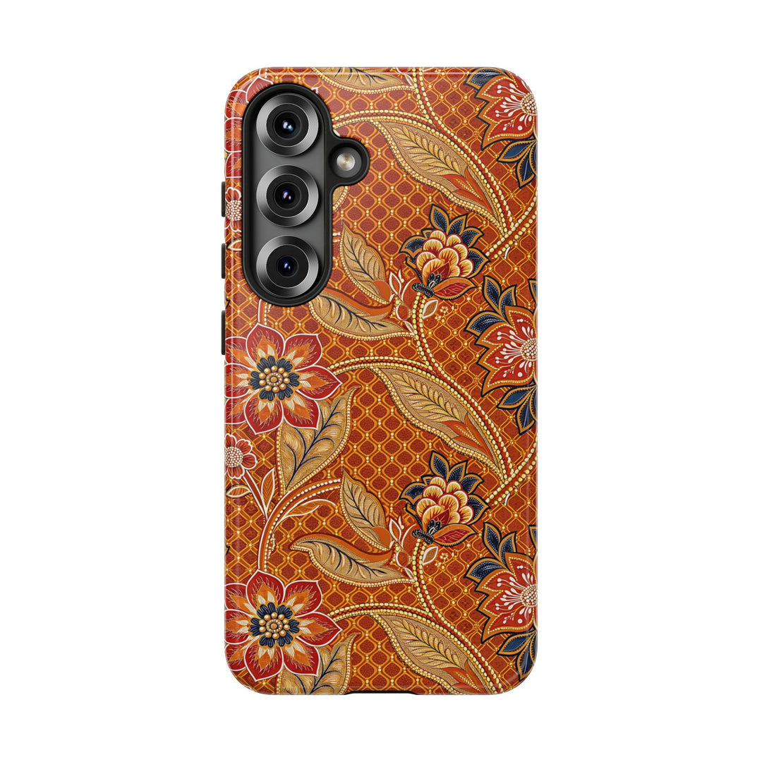 Modern Batik Pattern Tough Phone Cases Personalizable - Orange 2
