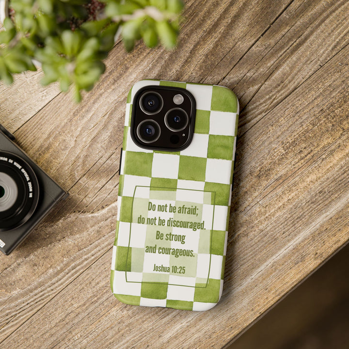 Personalized Tough Phone Case Green Checkered Pattern