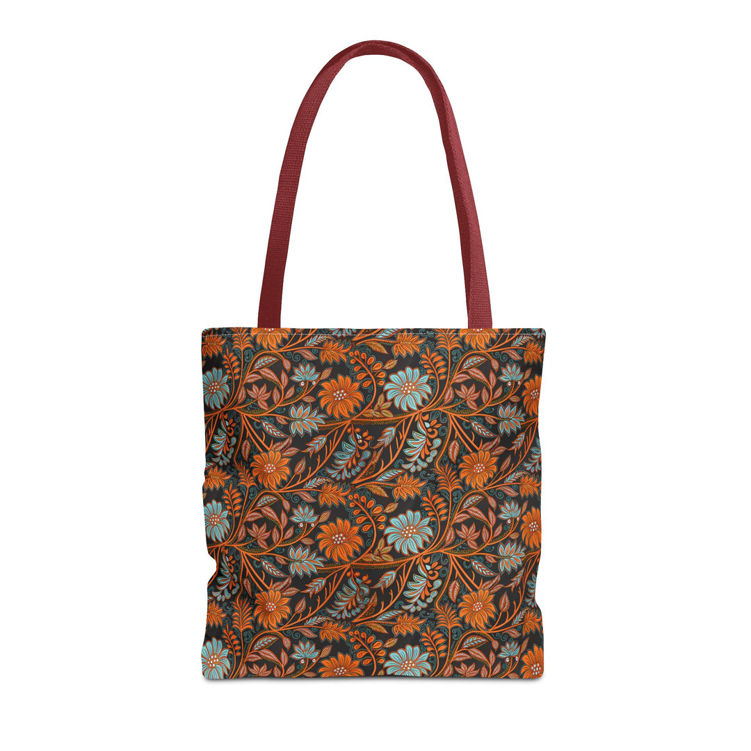 Modern Batik Print Tote Bag -  Orange Teal 2