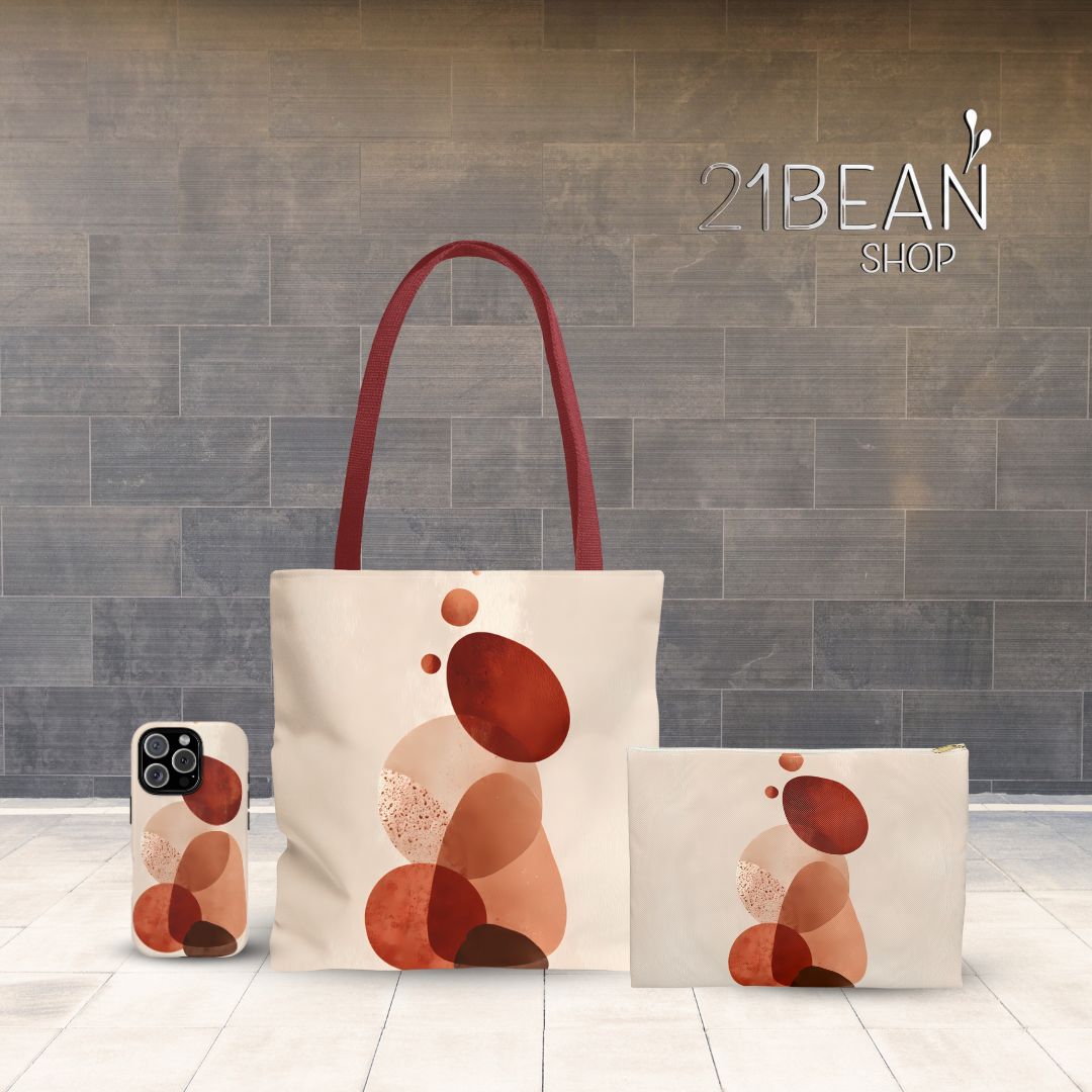 Abstract Print Tote Bag -   Warm Tones 2