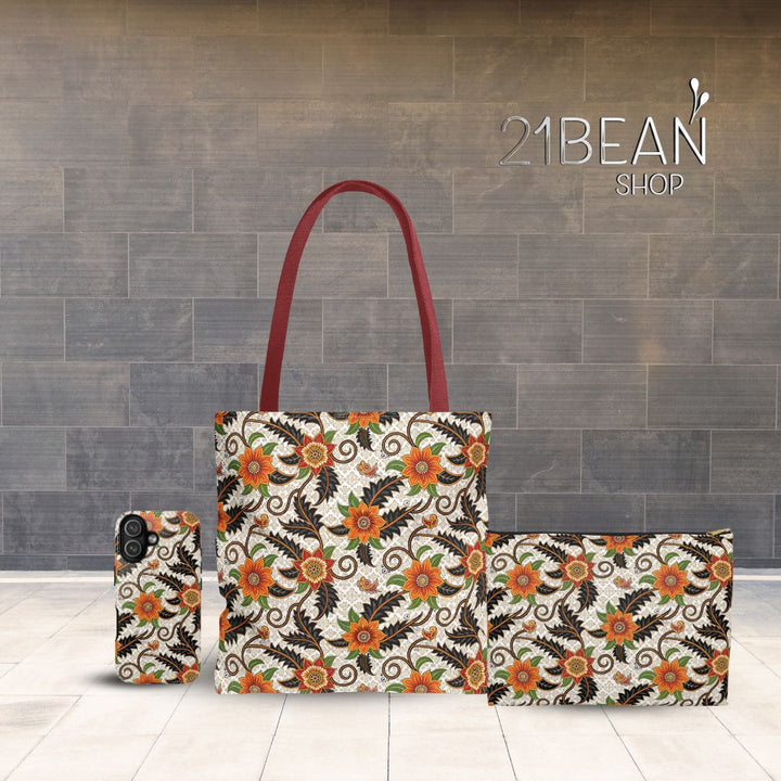 Batik Print Makeup And Accessory Pouch -  Aesthetic Floral 2