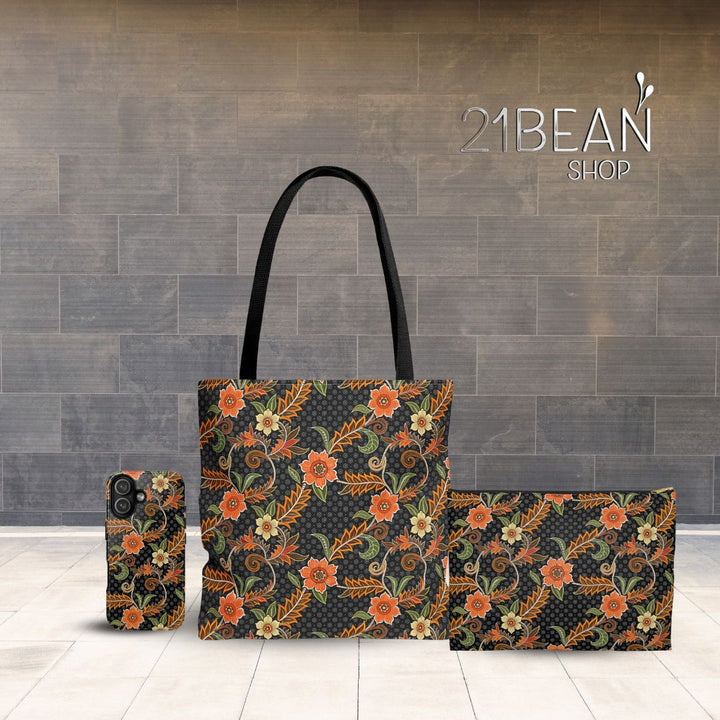 Batik Print Makeup And Accessory Pouch -  Aesthetic Floral 1