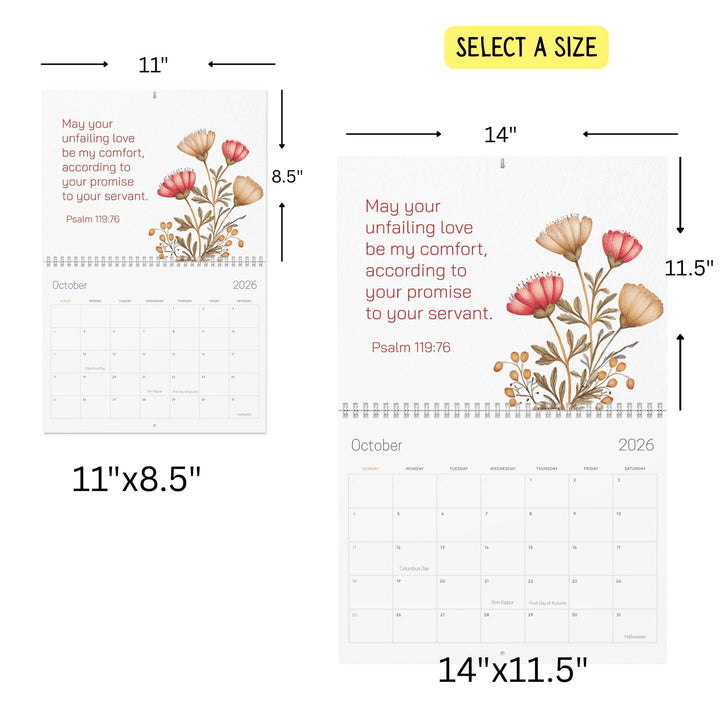 2026 Wall Calendar Botanical Flower  - Personalized