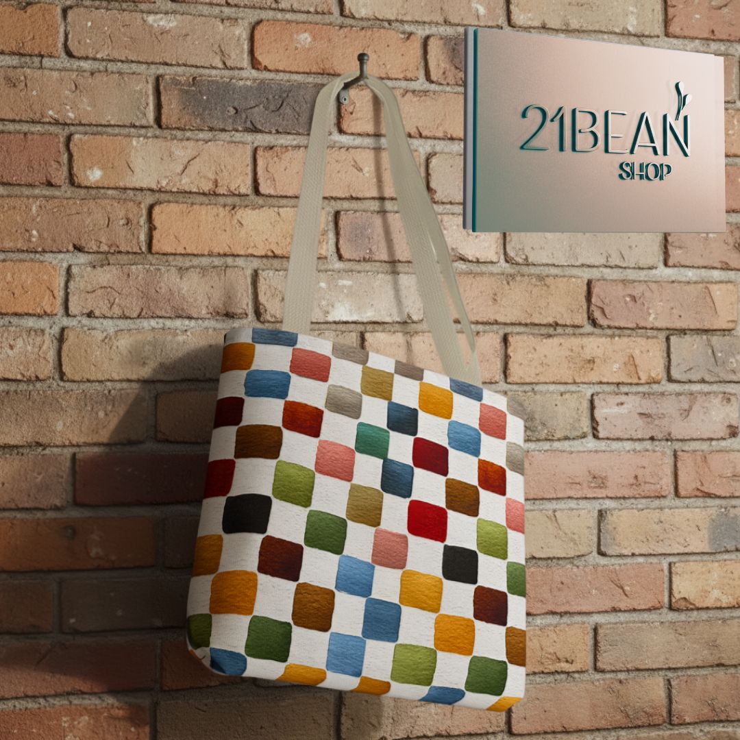 Multicolor Checkers Print Tote Bag