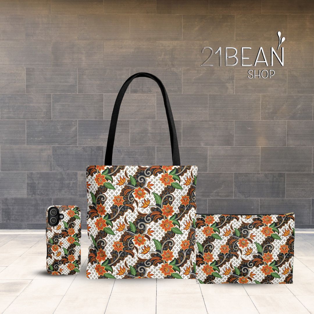 Batik Print Makeup And Accessory Pouch - Batik Flower 2