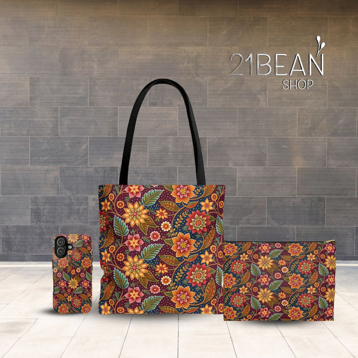 Batik Print Makeup And Accessory Pouch - Batik Flower 14