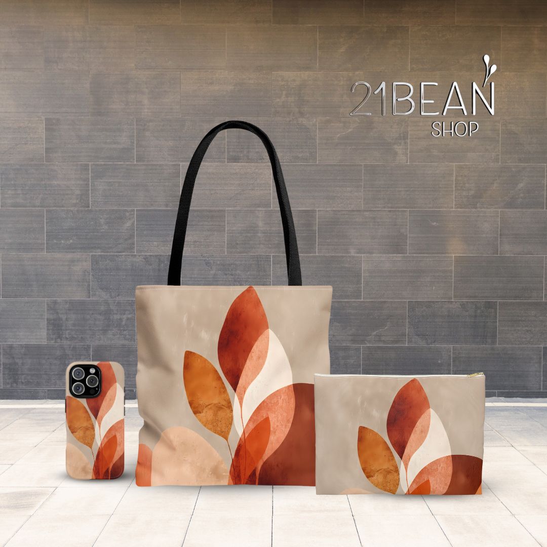 Abstract Print Tote Bag -   Orange Floral