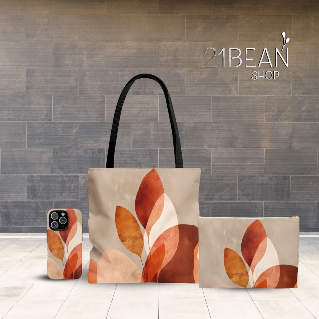 Abstract Print Makeup And Accessory Pouch -  Warm Tones 2