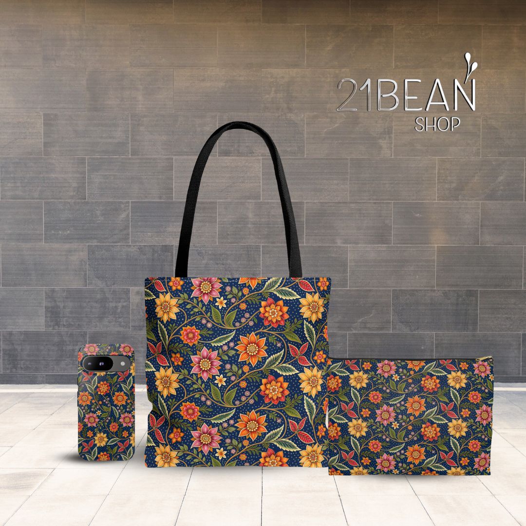 Batik Print Makeup And Accessory Pouch - Batik Flower 7