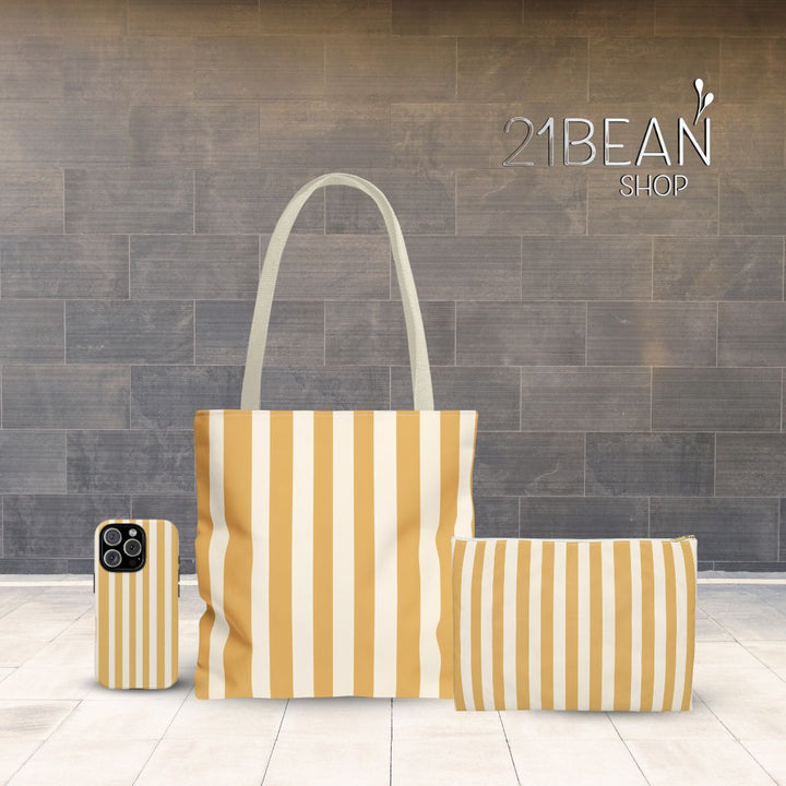 Yellow Stripes Print Tote Bag