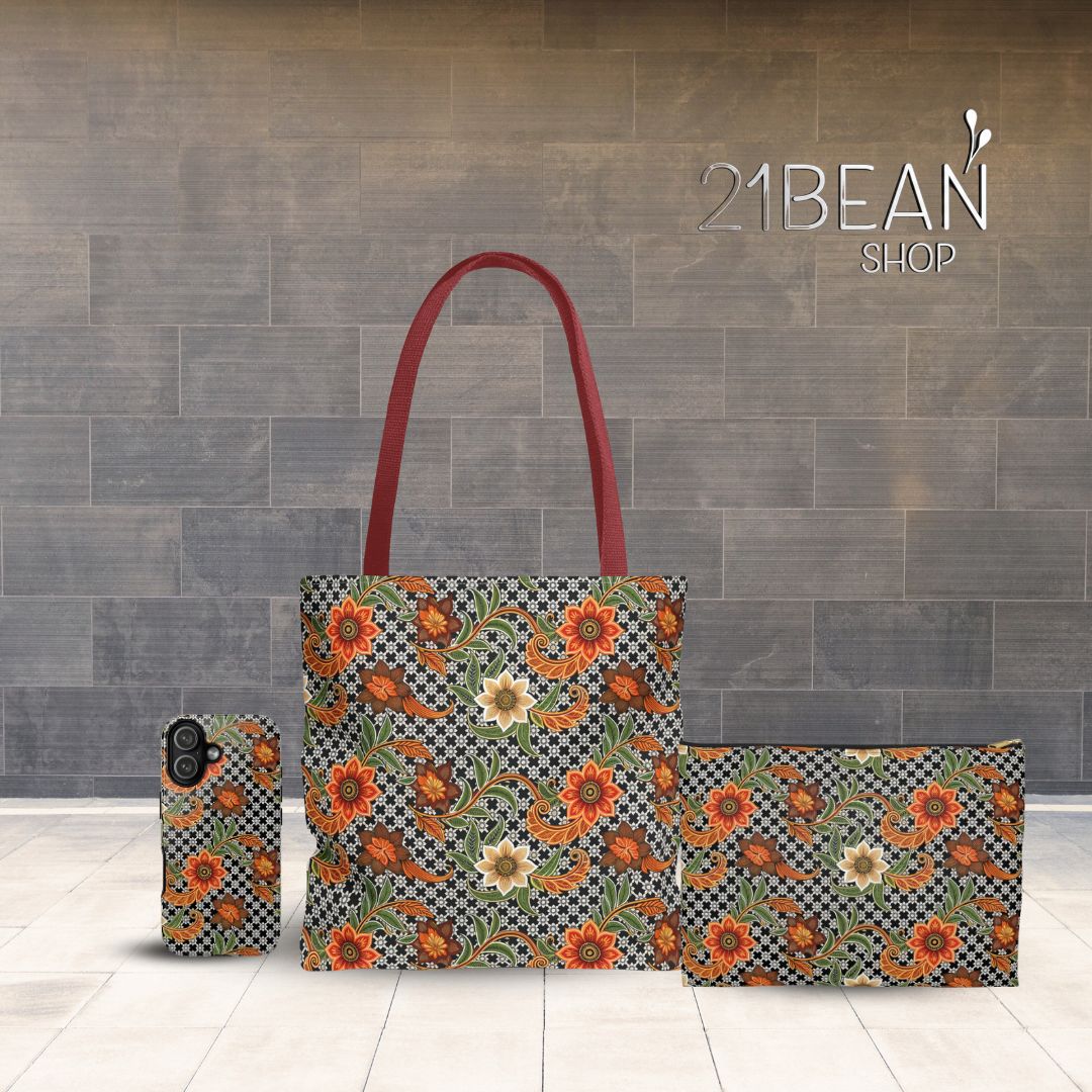 Batik Print Makeup And Accessory Pouch -  Aesthetic Floral 4