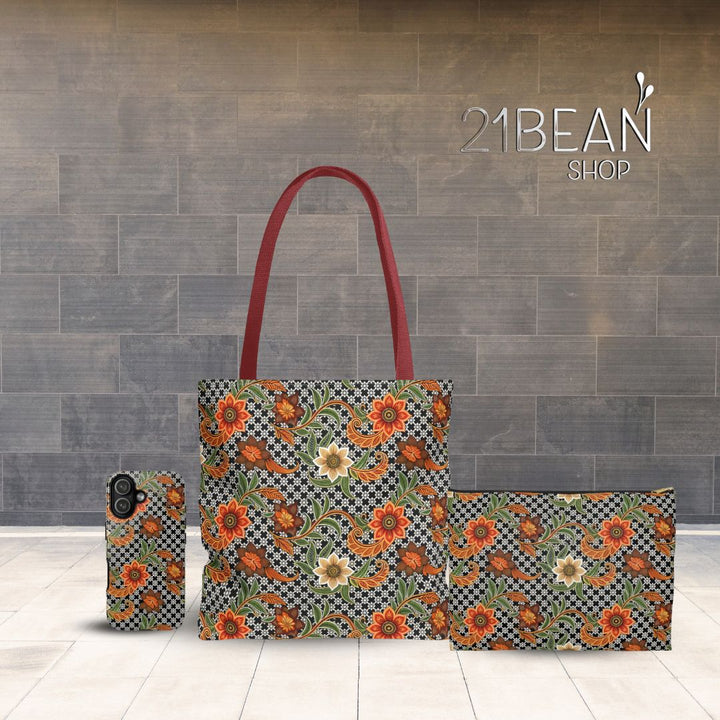 Batik Print Makeup And Accessory Pouch -  Aesthetic Floral 4