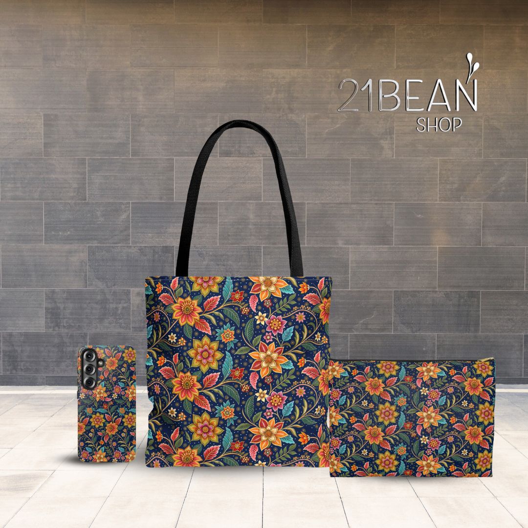 Batik Print Makeup And Accessory Pouch - Batik Flower 10