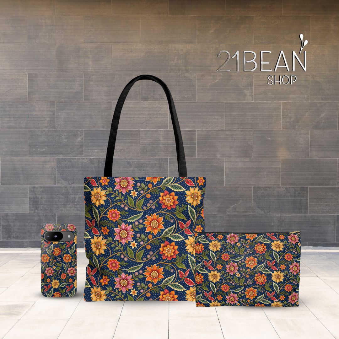 Batik Print Tote Bag -  Batik Flower 7