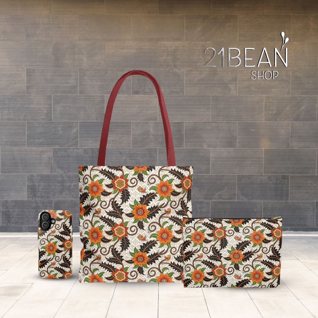 Batik Print Tote Bag -   Aesthetic Floral 2