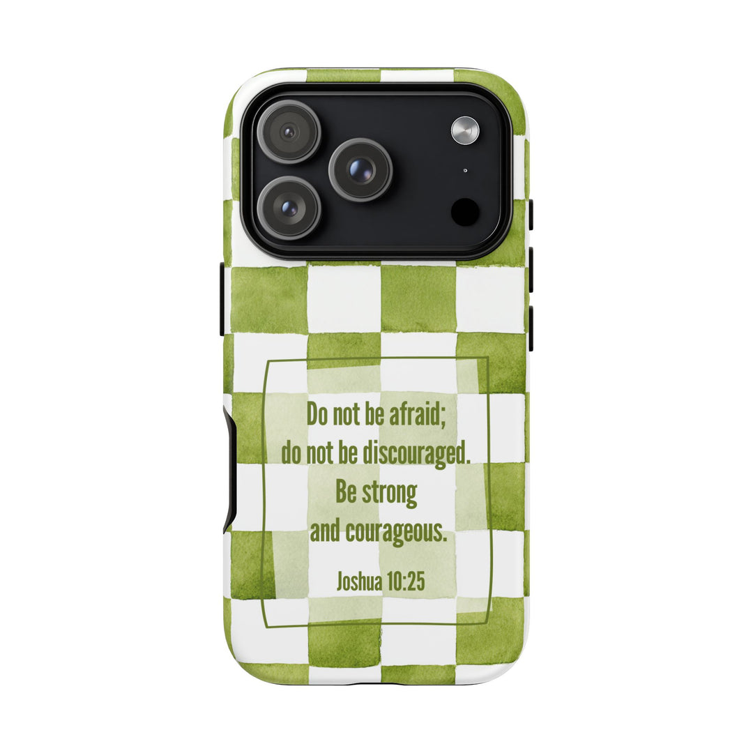 Personalized Tough Phone Case Green Checkered Pattern