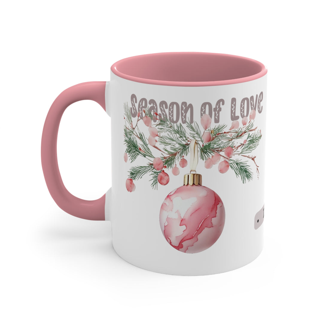 Personalized 11oz Ceramic Holiday Coffee Mug Pink Garland