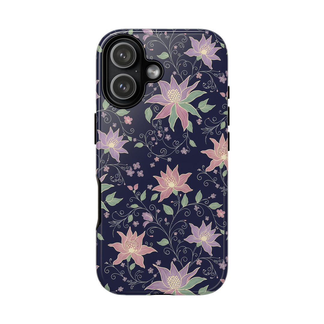Traditional Batik Pattern Tough Phone Cases Personalizable - Purple Flower