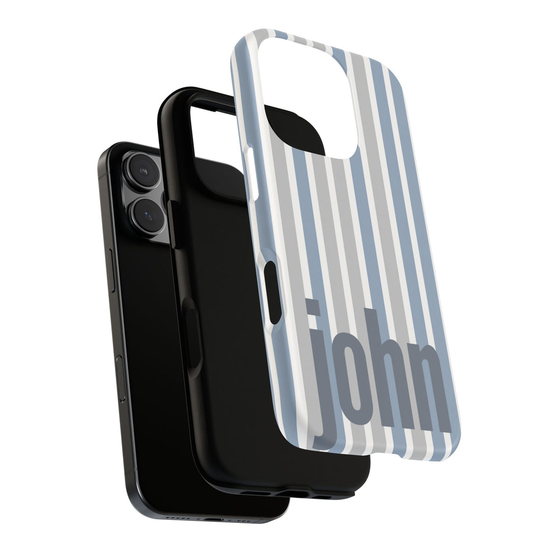 Personalized Tough Phone Case Rustic Blue Stripe