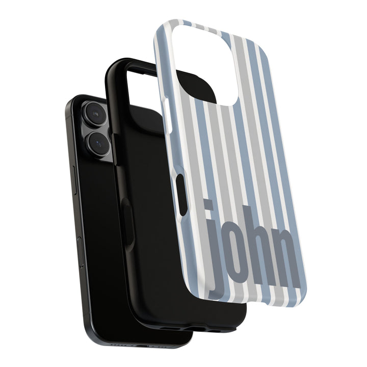 Personalized Tough Phone Case Rustic Blue Stripe