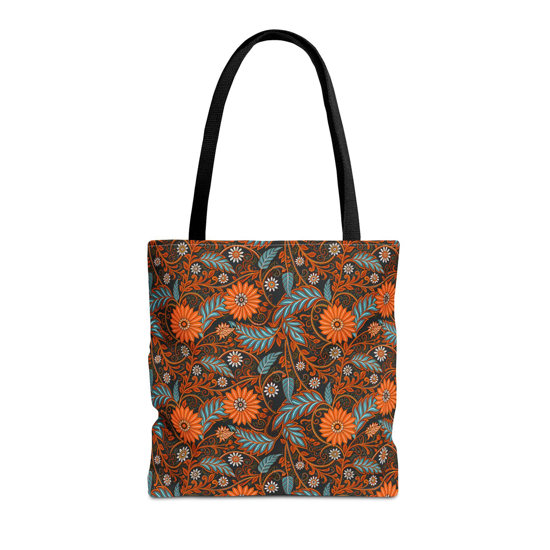 Modern Batik Print Tote Bag -  Orange Teal 1