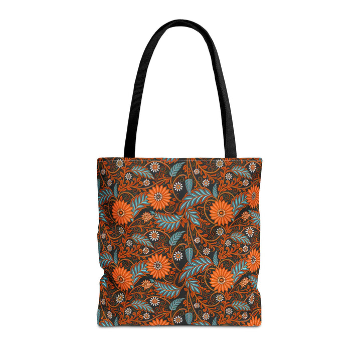 Modern Batik Print Tote Bag -  Orange Teal 1