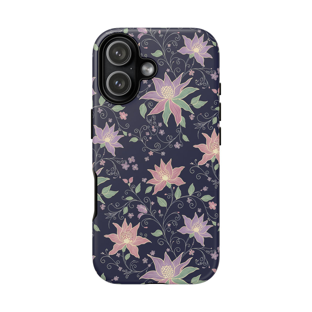 Traditional Batik Pattern Tough Phone Cases Personalizable - Purple Flower