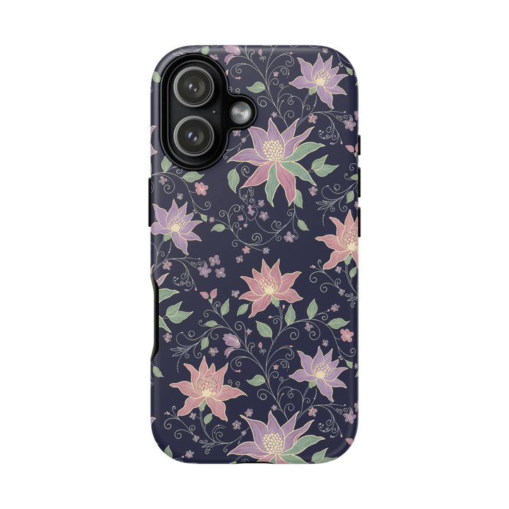 Traditional Batik Pattern Tough Phone Cases Personalizable - Purple Flower