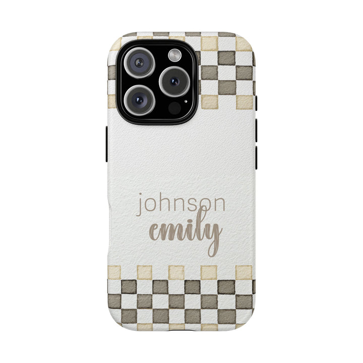 Personalized Tough Cases - Minimalist Grey Checker 1