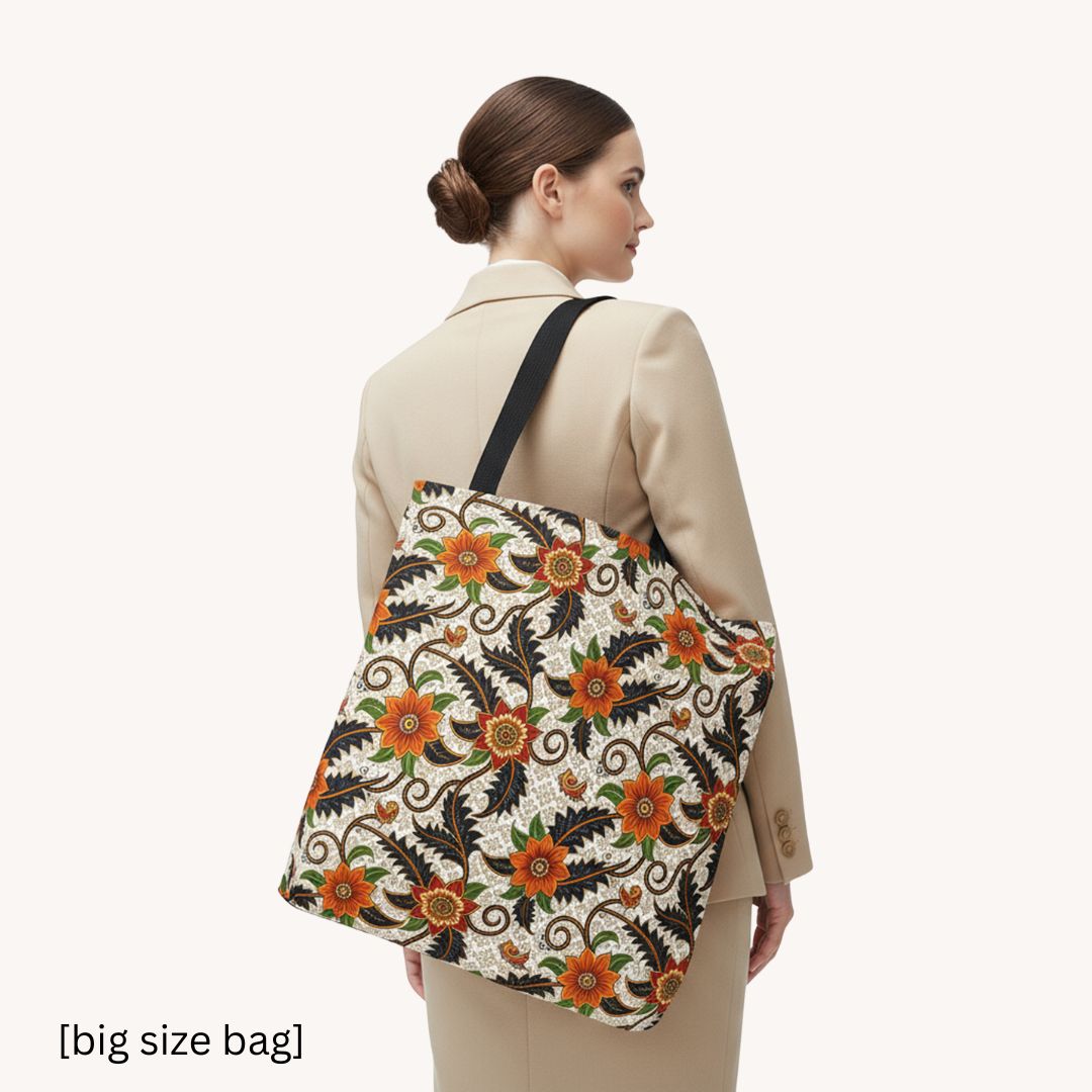 Batik Print Tote Bag -   Aesthetic Floral 2