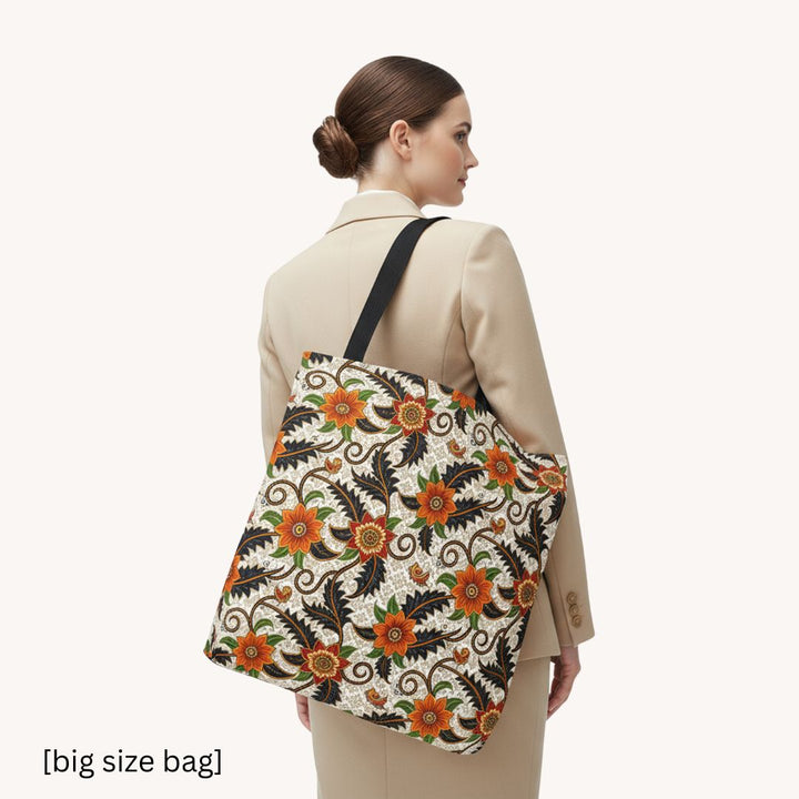 Batik Print Tote Bag -   Aesthetic Floral 2