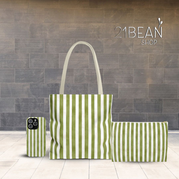 Green Stripes 2 Print Makeup And Accessory Pouch