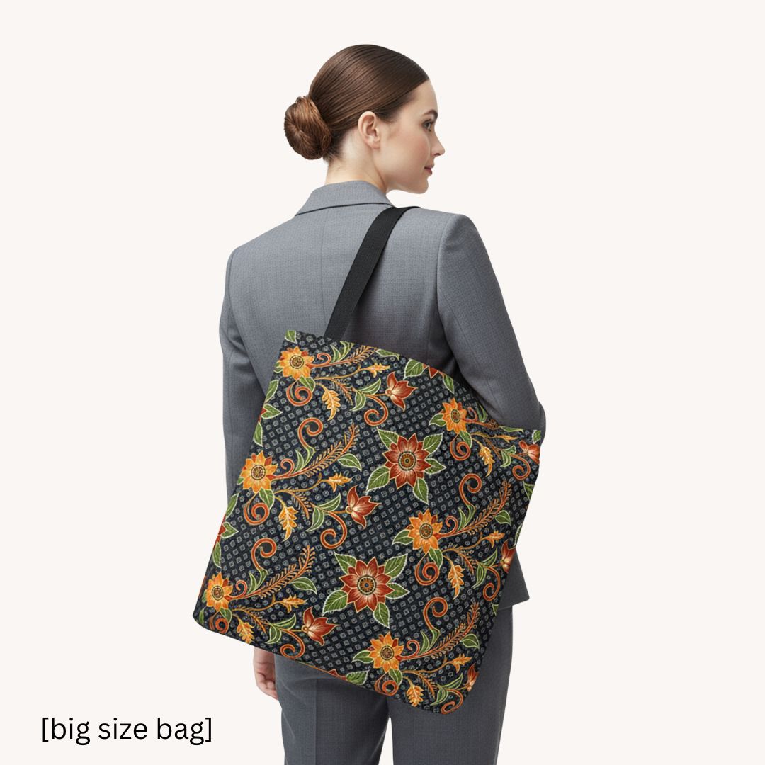 Batik Print Tote Bag -  Batik Flower 3