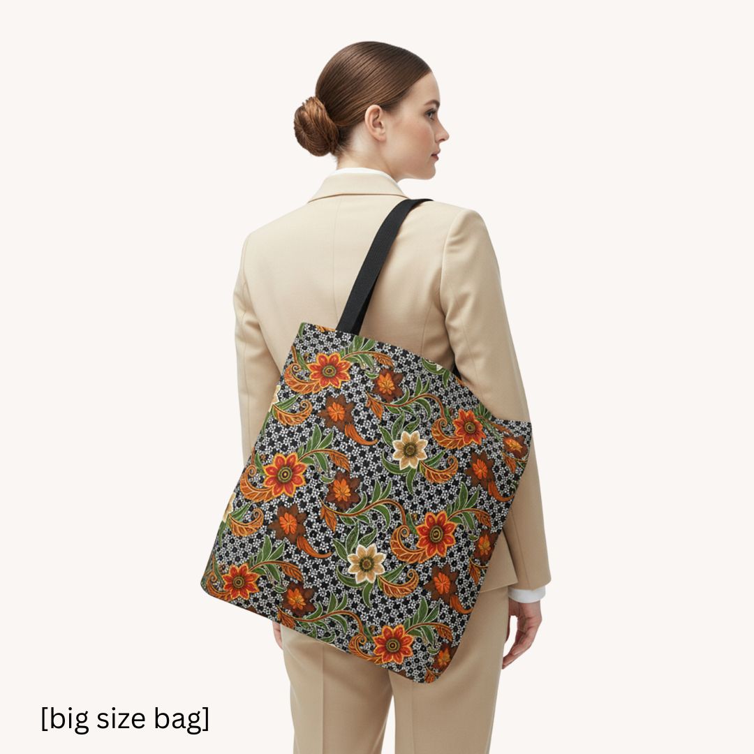 Batik Print Tote Bag -   Aesthetic Floral 4