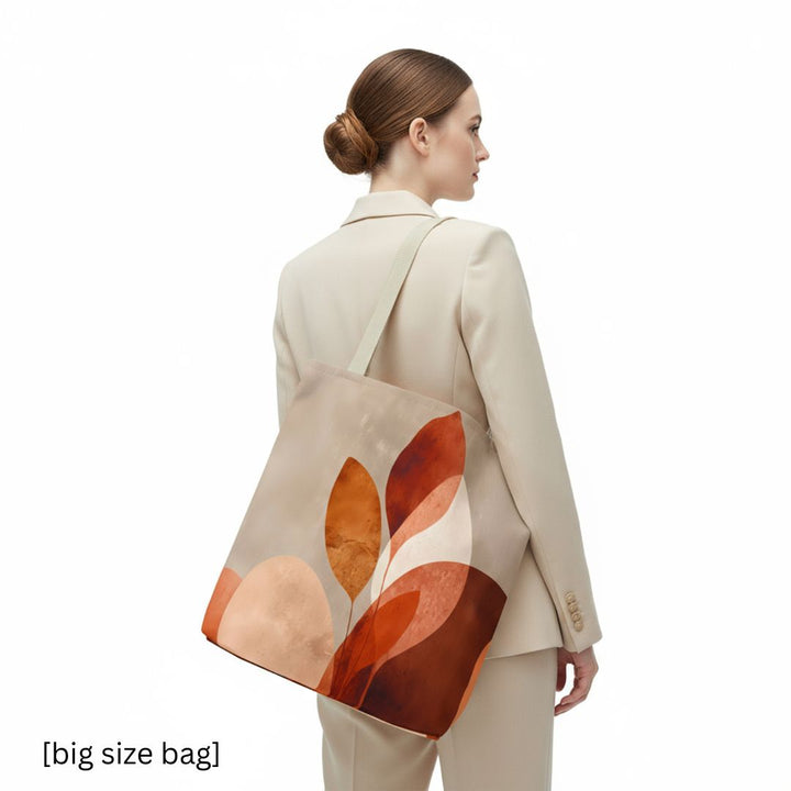 Abstract Print Tote Bag -   Orange Floral