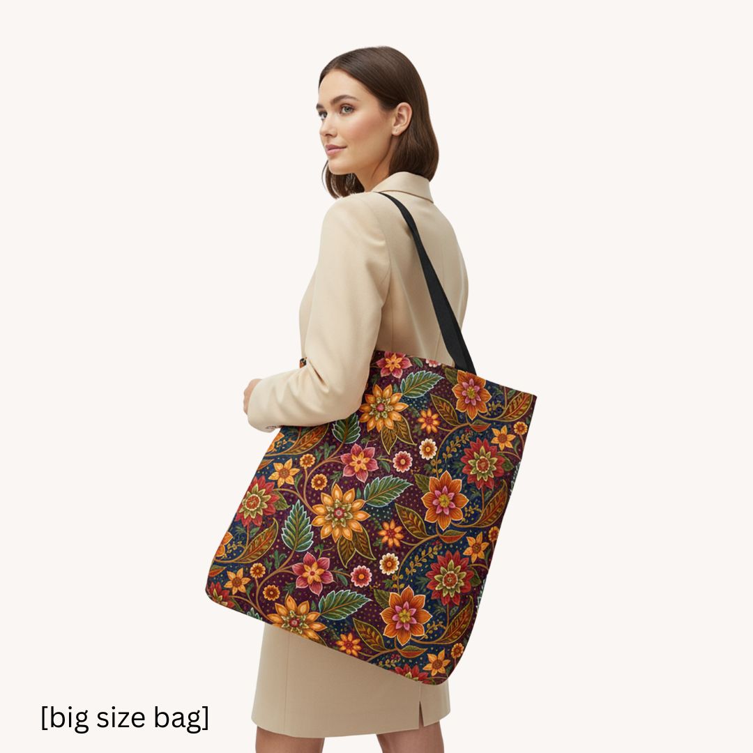 Batik Print Tote Bag -  Batik Flower 14