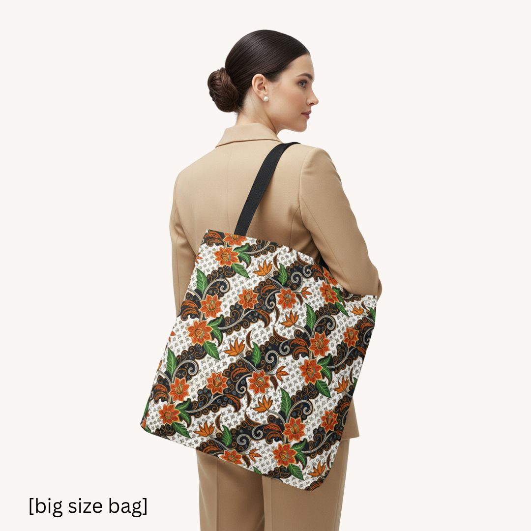 Batik Print Tote Bag -  Batik Flower 2