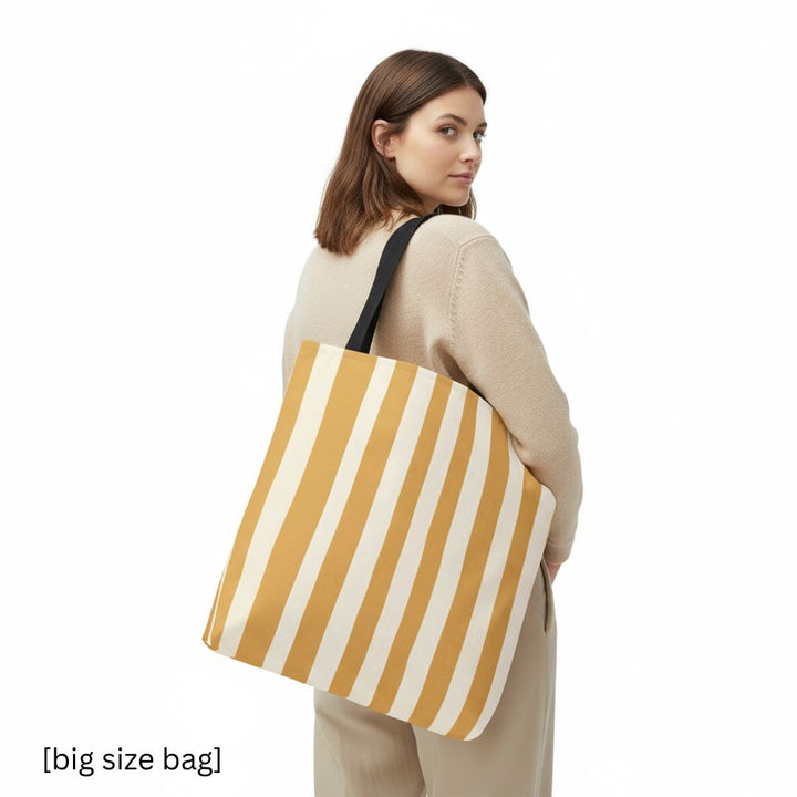 Yellow Stripes Print Tote Bag