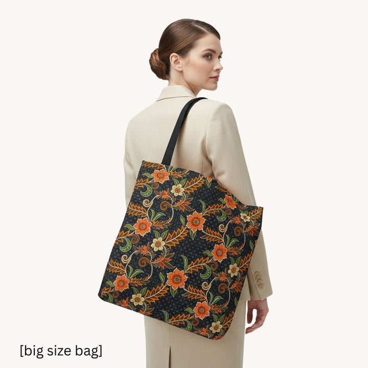 Batik Print Tote Bag -   Aesthetic Floral 1