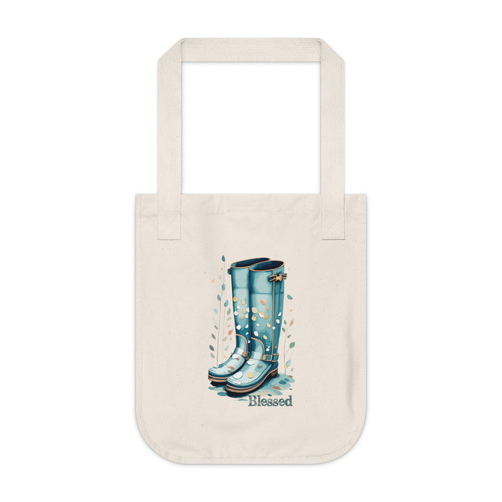 Blessed Blue Rain Boots Organic Canvas Tote