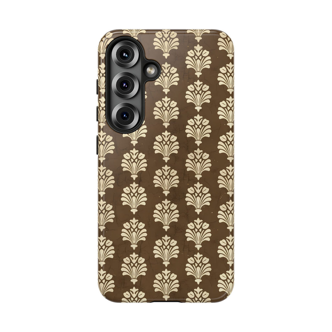 Traditional Batik Pattern Tough Phone Cases Personalizable - Brown Paisley