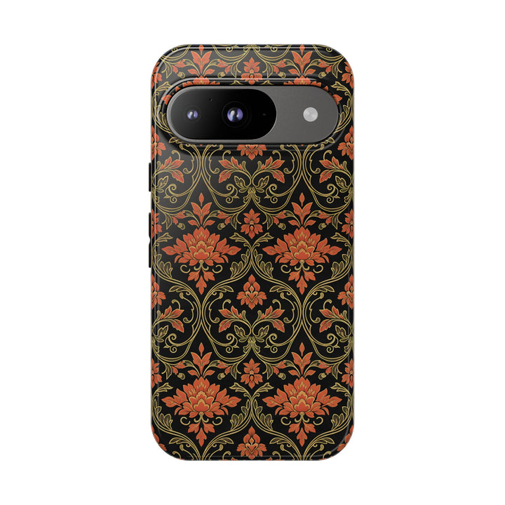 Traditional Batik Pattern Tough Phone Cases Personalizable - Orange Floral