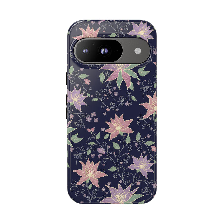 Traditional Batik Pattern Tough Phone Cases Personalizable - Purple Flower