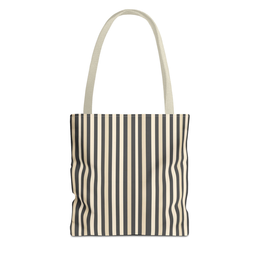 Brown Stripe Print Tote Bag