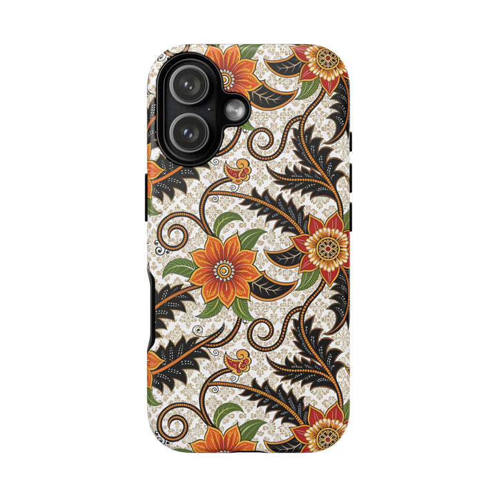 Modern Batik Pattern Tough Phone Cases Personalizable - Aesthetic Floral 2